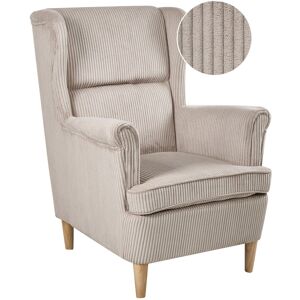 Beliani Fauteuil À Dossier Classique En Velours Côtelé Rembourré Pieds En Bois Beige Abs - Publicité Beliani Fauteuil À Dossier Classique En Velours Côtelé Rembourré Pieds En Bois Beige Abs - Publicité