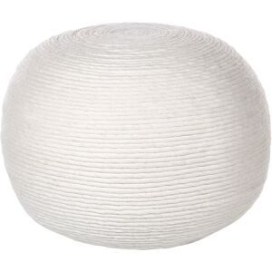 Pouf rond blanc en laine Beliani - Style bohème compact - Publicité Pouf rond blanc en laine Beliani - Style bohème compact - Publicité
