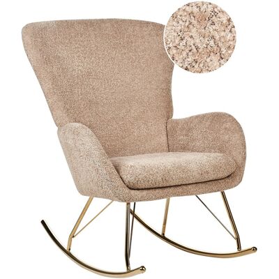 Fauteuil à bascule beige en tissu bouclé avec pieds en métal - Fauteuil à bascule - Publicité Fauteuil à bascule beige en tissu bouclé avec pieds en métal - Fauteuil à bascule - Publicité