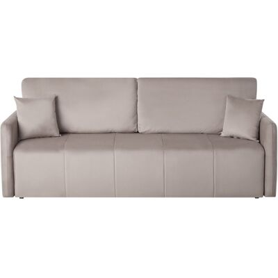 Beliani Canapé Moderne 3 Places En Velours Avec Coussins Fonction Couchage Taupe Egge - Publicité Beliani Canapé Moderne 3 Places En Velours Avec Coussins Fonction Couchage Taupe Egge - Publicité