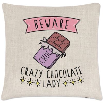Gift Base Attention Fou Chocolat Femme Lin Coussin Housse Oreiller - Drôle - Publicité Gift Base Attention Fou Chocolat Femme Lin Coussin Housse Oreiller - Drôle - Publicité