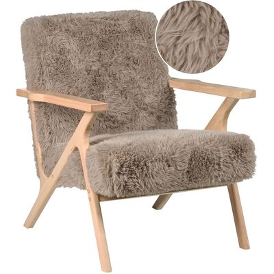 Beliani Fauteuil De Salon Rétro En Fausse Fourrure Avec Structure En Bois Taupe Kisa - Publicité Beliani Fauteuil De Salon Rétro En Fausse Fourrure Avec Structure En Bois Taupe Kisa - Publicité