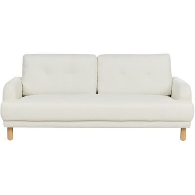 Canapé 3 Places Beliani Tissu Polyester Blanc Crème Pieds en Bois - Canapé - Publicité Canapé 3 Places Beliani Tissu Polyester Blanc Crème Pieds en Bois - Canapé - Publicité