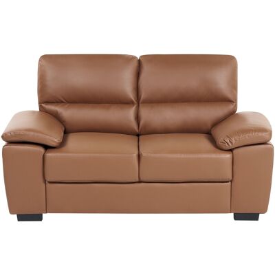 Beliani Canapé 2 Places En Cuir Pu Marron Foncé À Assise Et Accoudoirs Rembourrés Vogar - Publicité Beliani Canapé 2 Places En Cuir Pu Marron Foncé À Assise Et Accoudoirs Rembourrés Vogar - Publicité