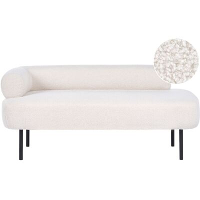 Beliani Chaise Longue À Gauche En Bouclé Imperméable Pieds En Métal Blanc Cassé Mirmande - Publicité Beliani Chaise Longue À Gauche En Bouclé Imperméable Pieds En Métal Blanc Cassé Mirmande - Publicité