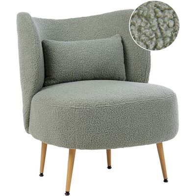 Beliani Fauteuil Glam En Bouclé Dossier Incurvé Pieds En Métal Bois Clair Rembourré Vert - Publicité Beliani Fauteuil Glam En Bouclé Dossier Incurvé Pieds En Métal Bois Clair Rembourré Vert - Publicité
