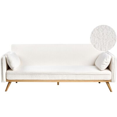 Beliani Canapé-Lit Minimaliste En Bouclé Fonction Couchage Clic-Clac Blanc Cassé Asaa - Publicité Beliani Canapé-Lit Minimaliste En Bouclé Fonction Couchage Clic-Clac Blanc Cassé Asaa - Publicité