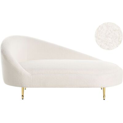 Beliani Chaise Longue À Gauche Moderne En Bouclé Pieds Doré Rembourré Blanc Cassé - Publicité Beliani Chaise Longue À Gauche Moderne En Bouclé Pieds Doré Rembourré Blanc Cassé - Publicité