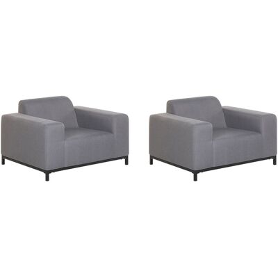 Beliani Fauteuil de Jardin ROVIGO - Ensemble 2 Tissu Gris Résistant - Publicité Beliani Fauteuil de Jardin ROVIGO - Ensemble 2 Tissu Gris Résistant - Publicité