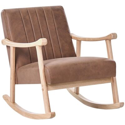 Beliani Fauteuil À Bascule En Cuir Pu Pieds En Bois D'Hévéa Avec Accoudoirs Meuble Salon - Publicité Beliani Fauteuil À Bascule En Cuir Pu Pieds En Bois D'Hévéa Avec Accoudoirs Meuble Salon - Publicité