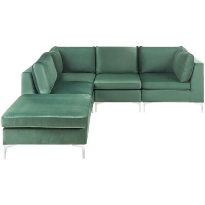 Canapé d'Angle Modulable Vert Velours - 4 Places Côté Droit - Publicité Canapé d'Angle Modulable Vert Velours - 4 Places Côté Droit - Publicité