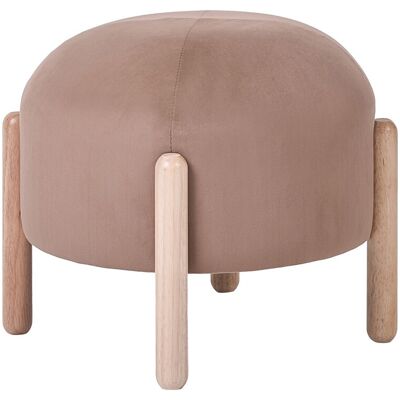 Beliani Repose-Pied Pouf En Velours Pieds En Bois Style Rétro Beige Helen - Publicité Beliani Repose-Pied Pouf En Velours Pieds En Bois Style Rétro Beige Helen - Publicité