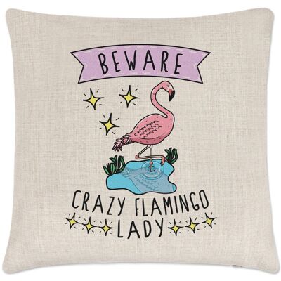 Gift Base Attention Fou Flamant Rose Femme Lin Coussin Housse Oreiller - Drôle Animal Rose - Publicité Gift Base Attention Fou Flamant Rose Femme Lin Coussin Housse Oreiller - Drôle Animal Rose - Publicité