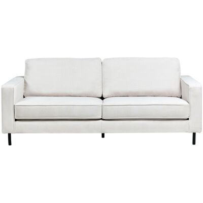 Beliani Canapé 3 Places Moderne Minimaliste Pieds En Métal Avec Coussins Tissu Blanc Cas - Publicité Beliani Canapé 3 Places Moderne Minimaliste Pieds En Métal Avec Coussins Tissu Blanc Cas - Publicité