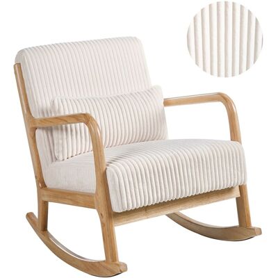 Beliani Fauteuil À Bascule Vintage En Velours Côtelé Rembourré Structure En Bois Blanc - Publicité Beliani Fauteuil À Bascule Vintage En Velours Côtelé Rembourré Structure En Bois Blanc - Publicité