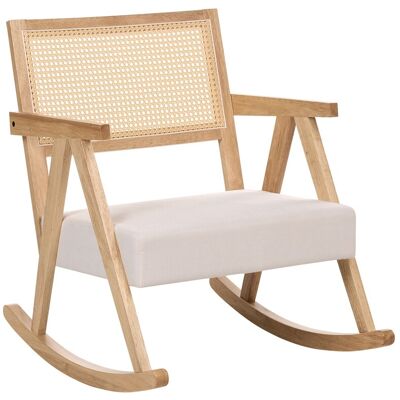 Beliani Fauteuil À Bascule En Tissu Rembourré Structure En Bois D'Hévéa Dossier Viennois - Publicité Beliani Fauteuil À Bascule En Tissu Rembourré Structure En Bois D'Hévéa Dossier Viennois - Publicité