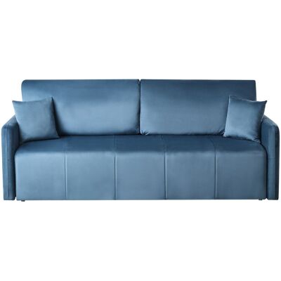 Beliani Canapé Moderne 3 Places En Velours Avec Coussins Fonction Couchage Bleu Egge - Publicité Beliani Canapé Moderne 3 Places En Velours Avec Coussins Fonction Couchage Bleu Egge - Publicité