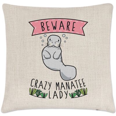 Gift Base Attention Fou Lamantin Femme Lin Coussin Housse Oreiller - Drôle Animal - Publicité Gift Base Attention Fou Lamantin Femme Lin Coussin Housse Oreiller - Drôle Animal - Publicité
