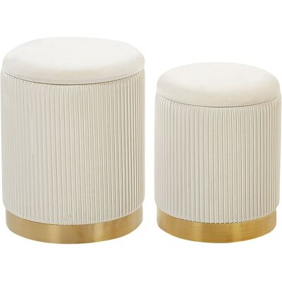 Beliani - Set De 2 Poufs Avec Rangement - Miramar - En Velours Et Acier, Blanc E - Publicité Beliani - Set De 2 Poufs Avec Rangement - Miramar - En Velours Et Acier, Blanc E - Publicité