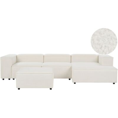 Beliani Canapé D'Angle À Gauche Avec Pouf Repose-Pieds Moderne 3 Places Modulable P - Publicité Beliani Canapé D'Angle À Gauche Avec Pouf Repose-Pieds Moderne 3 Places Modulable P - Publicité