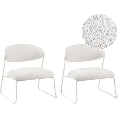 Beliani Lot De 2 Fauteuils En Tissu Pieds En Métal Sans Accoudoirs Blanc Cassé Kolsva - Publicité Beliani Lot De 2 Fauteuils En Tissu Pieds En Métal Sans Accoudoirs Blanc Cassé Kolsva - Publicité