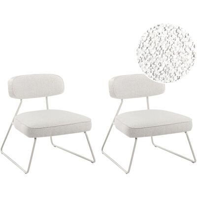 Beliani Lot De 2 Fauteuils En Tissu Pieds En Métal Sans Accoudoirs Blanc Cassé Frovi - Publicité Beliani Lot De 2 Fauteuils En Tissu Pieds En Métal Sans Accoudoirs Blanc Cassé Frovi - Publicité