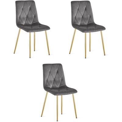 Sans Marque Fauteuil Libra - Velours Gris Foncé / Pieds Dorés X 3 - Publicité Sans Marque Fauteuil Libra - Velours Gris Foncé / Pieds Dorés X 3 - Publicité