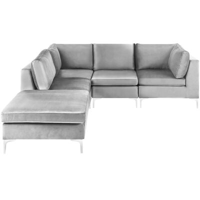 Beliani Modèle EVJA Canapé d'angle modulable - Velours, Gris, 4 Places - Publicité Beliani Modèle EVJA Canapé d'angle modulable - Velours, Gris, 4 Places - Publicité