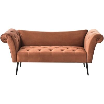 Beliani Chaise Longue En Velours 2 Places Bureau Chambre Capitonné Marron Doré - Publicité Beliani Chaise Longue En Velours 2 Places Bureau Chambre Capitonné Marron Doré - Publicité