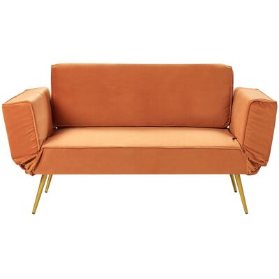 Canapé-Lit Velours Orange Saarela Beliani - Canapé-Lit - Publicité Canapé-Lit Velours Orange Saarela Beliani - Canapé-Lit - Publicité