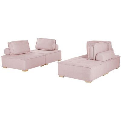 Beliani Ensemble Canapé Rose en Tissu Polyester 300 x 200 cm Rembourré 4 places Modulaire - Ensemble Canapé - Publicité Beliani Ensemble Canapé Rose en Tissu Polyester 300 x 200 cm Rembourré 4 places Modulaire - Ensemble Canapé - Publicité