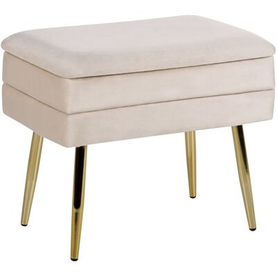 Beliani Banquette D'Intérieur En Velours Beige Avec Pieds Dorés Et Coffre Glamour Odessa - Publicité Beliani Banquette D'Intérieur En Velours Beige Avec Pieds Dorés Et Coffre Glamour Odessa - Publicité