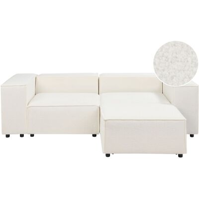 Beliani Canapé Moderne Modulable 2 Places Avec Ottoman Pouf Avec Pieds Noirs Bouclé Blan - Publicité Beliani Canapé Moderne Modulable 2 Places Avec Ottoman Pouf Avec Pieds Noirs Bouclé Blan - Publicité
