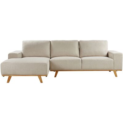 Canapé d'angle Moderne Beige Tissu 3 Places Droit - Canapé - Publicité Canapé d'angle Moderne Beige Tissu 3 Places Droit - Canapé - Publicité