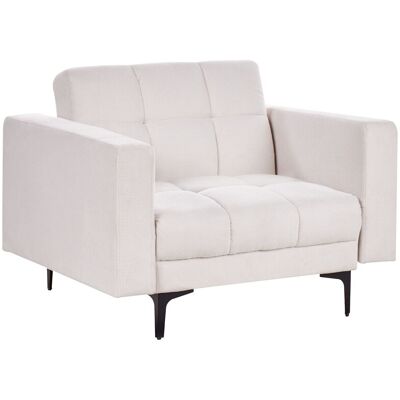 BELIANI Fauteuil en tissu rembourré blanc crème - Sillón - Publicité BELIANI Fauteuil en tissu rembourré blanc crème - Sillón - Publicité