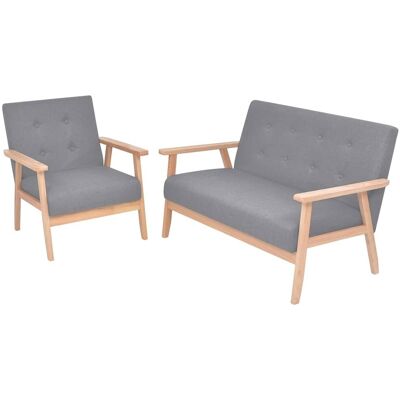 Ensemble de Canapés Tissu Gris Clair vidaXL 2 Pièces - Mobilier Salon - Publicité Ensemble de Canapés Tissu Gris Clair vidaXL 2 Pièces - Mobilier Salon - Publicité