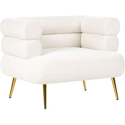 Beliani Fauteuil D'Appoint En Tissu Pieds En Acier Doré Meuble De Salon Chambre Blanc Ca - Publicité Beliani Fauteuil D'Appoint En Tissu Pieds En Acier Doré Meuble De Salon Chambre Blanc Ca - Publicité