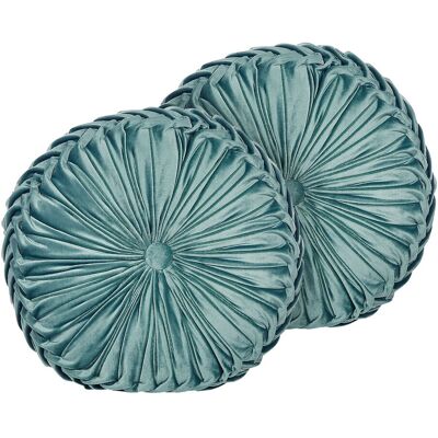 Beliani Ensemble de 2 Coussins Décoratifs - Velours Bleu 40cm - Accessoires de Décoration - Publicité Beliani Ensemble de 2 Coussins Décoratifs - Velours Bleu 40cm - Accessoires de Décoration - Publicité