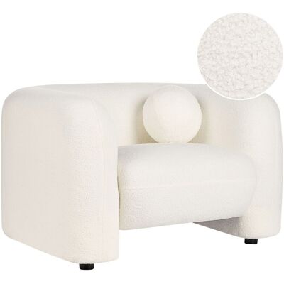 Fauteuil Beliani Blanc Bouclé - Style Glamour - Publicité Fauteuil Beliani Blanc Bouclé - Style Glamour - Publicité
