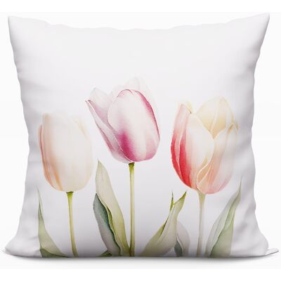 Sans Marque Coussin Décoratif 40x40 Cm, Fleurs Printanières, Tulipes - Publicité Sans Marque Coussin Décoratif 40x40 Cm, Fleurs Printanières, Tulipes - Publicité