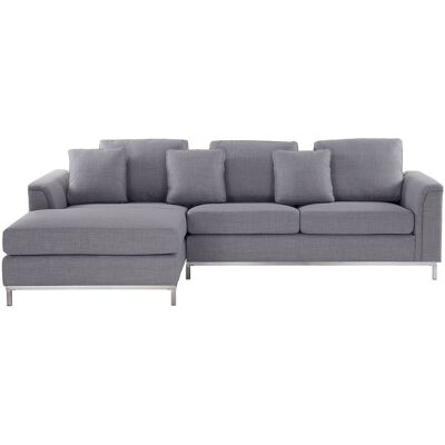 Beliani Canapé Angle À Droite En Tissu Gris Clair Dossier Matelassé Housses Amovibles Os - Publicité Beliani Canapé Angle À Droite En Tissu Gris Clair Dossier Matelassé Housses Amovibles Os - Publicité