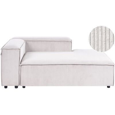 Beliani Chaise Longue Moderne Côté Gauche En Velours Côtelé Rembourré Pieds Noirs Blanc - Publicité Beliani Chaise Longue Moderne Côté Gauche En Velours Côtelé Rembourré Pieds Noirs Blanc - Publicité