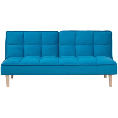 Canapé clic-clac Beliani SILJAN - Bleu - 3 places, Reclinable, Matelassé - Canapé-lit - Publicité Canapé clic-clac Beliani SILJAN - Bleu - 3 places, Reclinable, Matelassé - Canapé-lit - Publicité