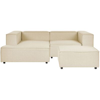 Beliani Canapé Modulable Droit Beige Lin - Canapé - Publicité Beliani Canapé Modulable Droit Beige Lin - Canapé - Publicité
