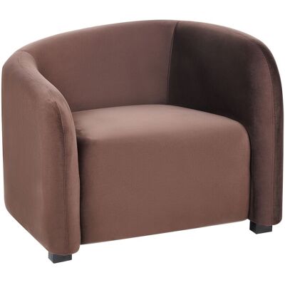 Beliani Fauteuil Moderne En Velours Accoudoirs Rembourrés Dossier Incurvé Marron Foncé V - Publicité Beliani Fauteuil Moderne En Velours Accoudoirs Rembourrés Dossier Incurvé Marron Foncé V - Publicité