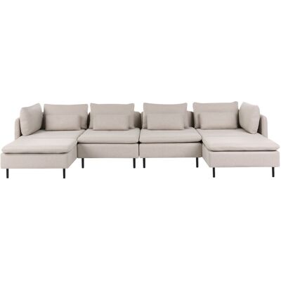 Beliani Canapé D'Angle Moderne En Tissu 4 Places Avec Coussins Forme U Modulable Beige E - Publicité Beliani Canapé D'Angle Moderne En Tissu 4 Places Avec Coussins Forme U Modulable Beige E - Publicité
