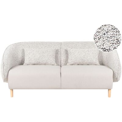 Beliani Canapé 3 Places Incurvé Moderne Art Déco Double Tissu Polyester Beige Clair Umea - Publicité Beliani Canapé 3 Places Incurvé Moderne Art Déco Double Tissu Polyester Beige Clair Umea - Publicité