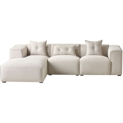 Beliani Canapé D'Angle Côté Droit 3 Places Avec Coussins Rembourré En Tissu Beige C - Publicité Beliani Canapé D'Angle Côté Droit 3 Places Avec Coussins Rembourré En Tissu Beige C - Publicité