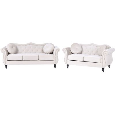 Beliani - Set De 2 Canapés - Skien - Velours, Beige - Publicité Beliani - Set De 2 Canapés - Skien - Velours, Beige - Publicité