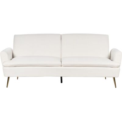Beliani Canapé-Lit en Velours Blanc Crème 3 Places - Sofa Bed - Publicité Beliani Canapé-Lit en Velours Blanc Crème 3 Places - Sofa Bed - Publicité